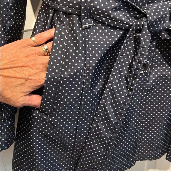 Novelti Navy/ White‎ Polka Dots Belted Water Repellent Lined Jacket Size 10 - Picture 6 of 15